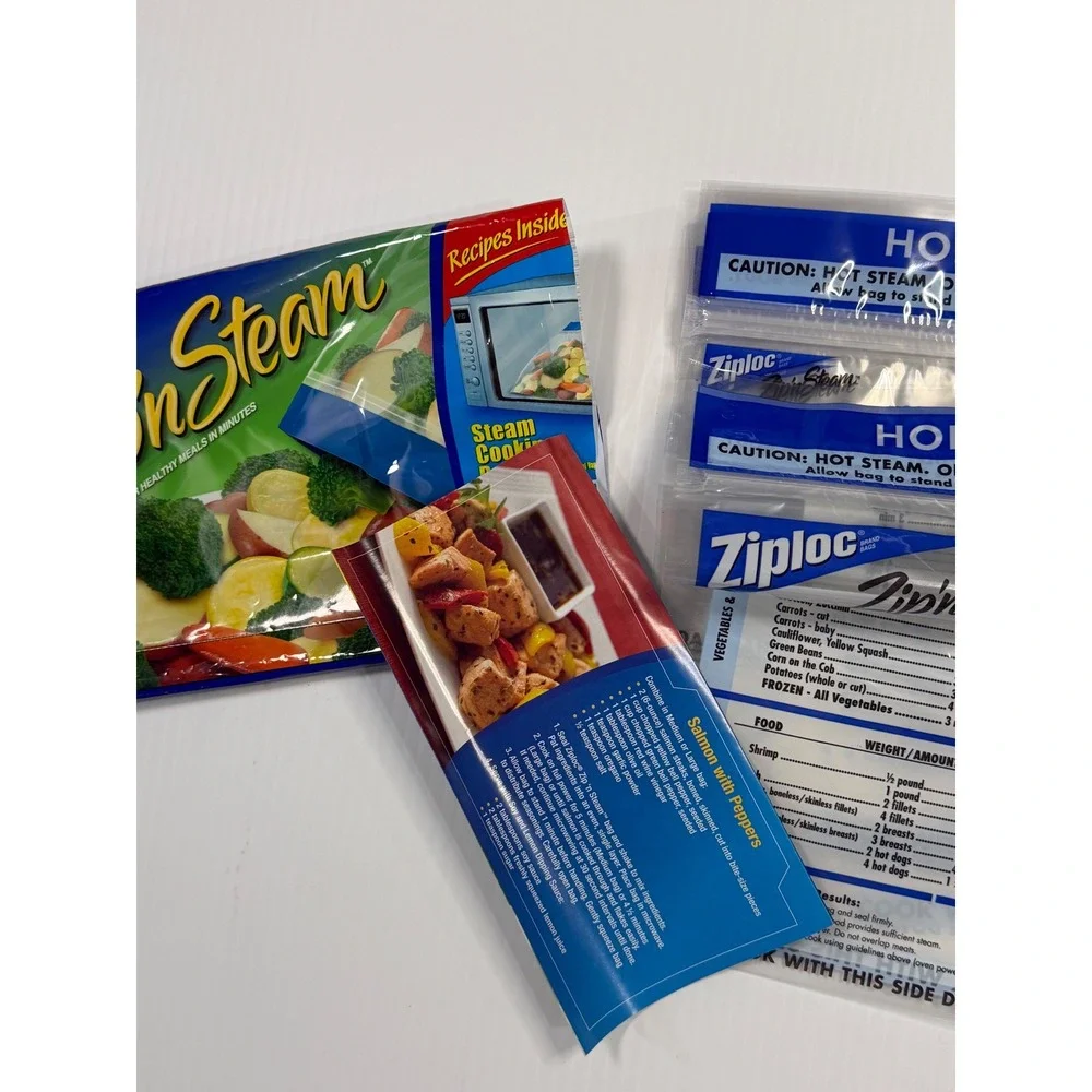 Ziploc‎ Zip n Steam Microwave Cooking Bags Blue Medium 5 Count Healthy Meals